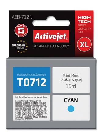 ActiveJet inkoust Epson T0712 D78/DX6000/DX6050 Cyan, 15 ml AEB-712