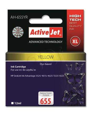 ActiveJet inkoust HP 655 CZ112AE Premium Yellow 12 ml AH-655YR