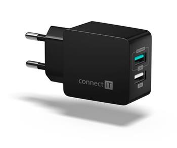 CONNECT IT Fast Charge nabíjecí adaptér 2×USB-A, 3