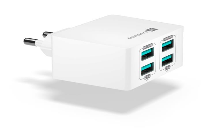 CONNECT IT Fast Charge nabíjecí adaptér 4×USB-A, 4