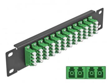 Delock 10" patch panel pro optická vlákna, 12 portů, LC Quad, zelený, 1U, černý