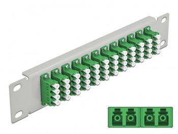 Delock 10” patch panel pro optická vlákna, 12 portů, LC Quad, zelený, 1U, šedý