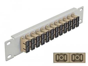 Delock 10” patch panel pro optická vlákna, 12 portů, SC Duplex, béžový, 1U, šedý