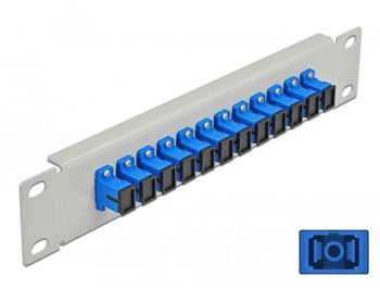 Delock 10” patch panel pro optická vlákna, 12 portů, SC Simplex, modrý, 1U, šedý