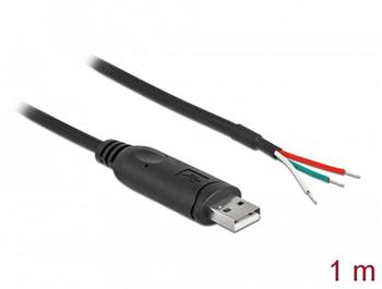 Delock Adapter cable USB 2.0 Type-A to Serial RS-232 with 3 open wires 1 m