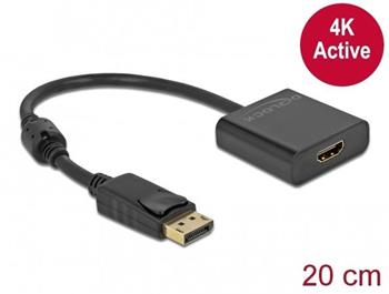 Delock Adaptér DisplayPort 1.2 samec na HDMI samice 4K aktivní černý
