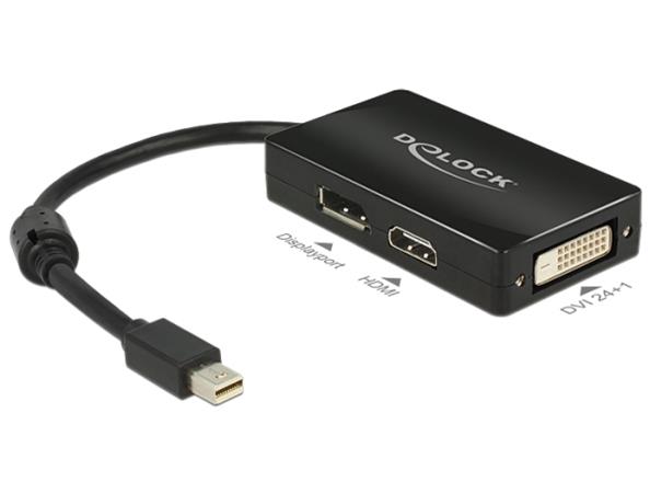 Delock Adaptér mini Displayport 1.1 samec > Displayport / HDMI / DVI samice pasivní černý
