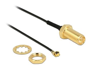 Delock Antenna Cable RP-SMA jack bulkhead > MHF/ U.FL-LP-068 compatible plug 100 mm thread length 10 mm