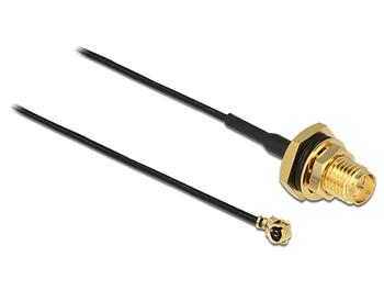 Delock Antenna Cable RP-SMA Jack Bulkhead > MHF /U.FL-LP-068 Compatible Plug 200 mm 1.13 thread length 9 mm splash proof