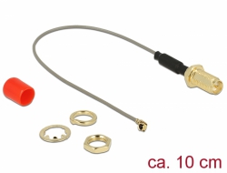 Delock Anténní kabel RP-SMA samice feritové jádro > MHF / U.FL-LP-068 kompatibilní samec 1.13 10 cm délka závitu 10 mm