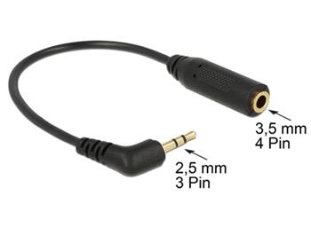 Delock Audio kabel Stereo jack 2.5 mm 3 pin samec > Stereo jack 3.5 mm 4 pin samice pravoúhlá