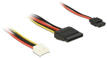 Delock Cable Power Floppy 4 pin power receptacle > SATA 15 pin receptacle (5 V + 12 V) + Slim SATA 6 pin receptacle (5 V
