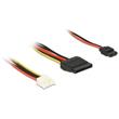 Delock Cable Power Floppy 4 pin power receptacle > SATA 15 pin receptacle (5 V + 12 V) + Slim SATA 6 pin receptacle (5 V