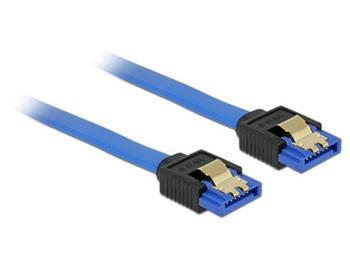 Delock Cable SATA 6 Gb/s receptacle straight > SATA receptacle straight 10 cm blue with gold clips