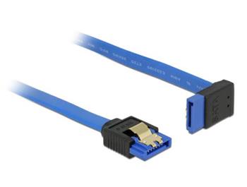 Delock Cable SATA 6 Gb/s receptacle straight > SATA receptacle upwards angled 30 cm blue with gold clips