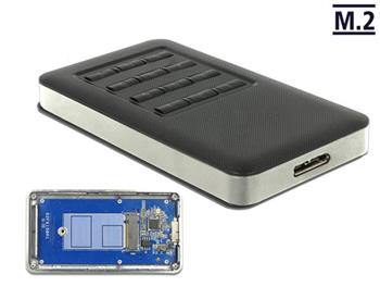 Delock Externí pouzdro M.2 Key B 42 mm SSD > USB 3.0 Type Micro-B samice s funkcí šifrování