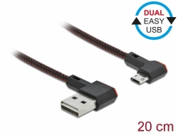 Delock Kabel EASY-USB 2.0 Typ-A samec na EASY-USB Typ Micro-B samec pravoúhlý levý / pravý 0,2 m černý