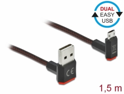 Delock Kabel EASY-USB 2.0 Typ-A samec na EASY-USB Typ Micro-B samec pravoúhlý nahoru / dolů 1,5 m černý