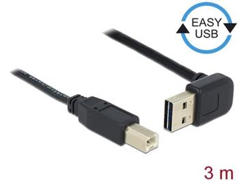 Delock Kabel EASY-USB 2.0 Typ-A samec pravoúhlý nahoru / dolů > USB 2.0 Typ-B samec 3 m