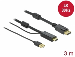 Delock Kabel HDMI na DisplayPort 4K 30 Hz 3 m