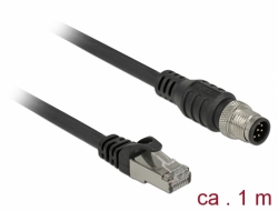Delock Kabel s konektorem RJ45 na konektor M12 8 pin A-kódování Cat.5e SFTP 1 m