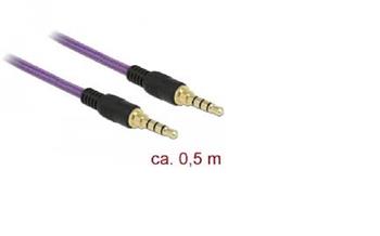 Delock Kabel Stereo Jack 3,5 mm 4 pin samec > samec 0,5 m fialový