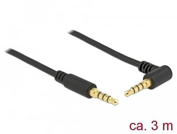 Delock Kabel Stereo Jack 3,5 mm 4 pin samec > samec pravoúhlý 3 m černý