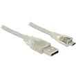 Delock Kabel USB 2.0 Typ-A samec > USB 2.0 Micro-B samec 5m transparentní