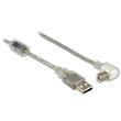 Delock Kabel USB 2.0 Typ-A samec > USB 2.0 Typ-B samec pravoúhlý 0,5 m transparentní