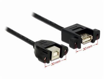 Delock kabel USB 2.0 Type-B samice přišroubovatelná > USB 2.0 Type-A samice přišroubovatelná 1 m