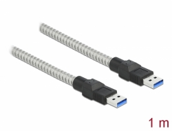 Delock Kabel USB 3.2 Gen 1 Typu-A samec na Typu-A samec, s kovovým opláštěním, 1 m