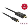 Delock Kabel USB Type-C™ samec > HDMI samec (DP Alt Mód) 4K 60 Hz 3 m černý