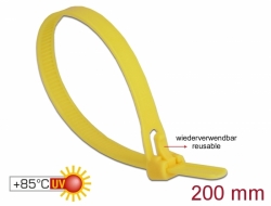 Delock Kabelové stahovací pásky pro opakované použití tepelne odolné D 200 x Š 7,5 mm 100 kusu žlutá