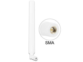 Delock LTE anténa SMA 0 ~ 4 dBi všesměrová otočná s flexibilním kloubem - bílá