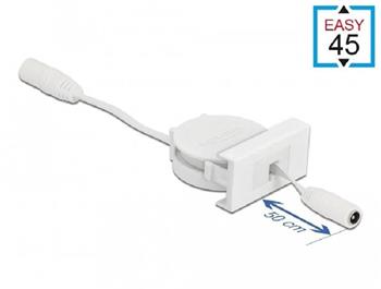 Delock Napájecí zatažitelný kabel Modul Easy 45, stejnosměrný, rozměr 5,5 x 2,1 mm, zásuvka / zásuvka, bílý