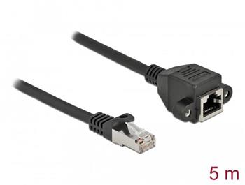 Delock Prodlužovací síťový kabel, ze zástrčky S/FTP RJ45 na zásuvku RJ45, Cat.6A, délka 5 m, černý