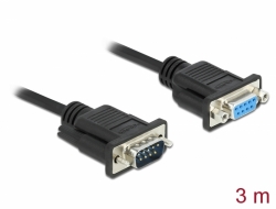 Delock Sériový kabel rozhraní RS-232 Sub-D9, ze zástrčkového na zásuvkový, délky 3 m, null modem