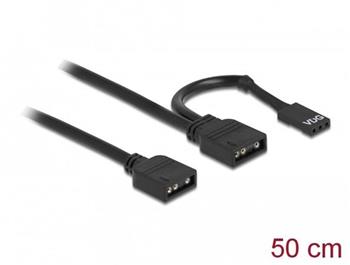 Delock Spojovací kabel RGB, 3 pinový, na LED osvětlení RGB / ARGB na 5 V, 2 x třípinová zásuvka, délka 50 cm