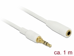 Delock Stereo Jack prodlužovací kabel 3,5 mm 3 pin samec na samici 1 m bílá