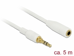Delock Stereo Jack prodlužovací kabel 3,5 mm 3 pin samec na samici 5 m bílá