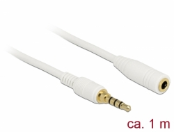 Delock Stereo Jack prodlužovací kabel 3,5 mm 4 pin samec na samici 1 m bílá
