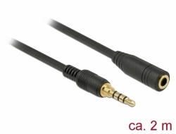 Delock Stereo Jack prodlužovací kabel 3,5 mm 4 pin samec na samici 2 m černý