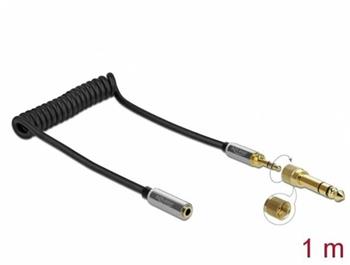 Delock Svinutý prodlužovací kabel 3,5 mm 3-pinový stereo zástrčkový konektor na stereo zásuvkový konektor 6,35 mm