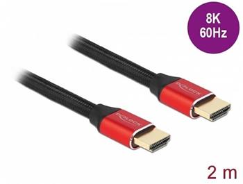 Delock Ultra vysokorychlostní HDMI kabel, 48 Gbps, 8K 60 Hz, červená 2 m certifikovaný