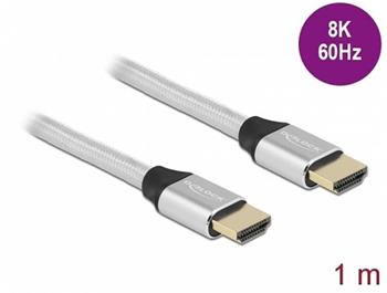 Delock Ultra vysokorychlostní HDMI kabel, 48 Gbps, 8K 60 Hz, stříbrná 1 m certifikovaný