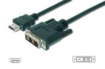 Digitus Adaptérový kabel HDMI, typ A-DVI (18 + 1) M / M, 10,0 m, Full HD, bl
