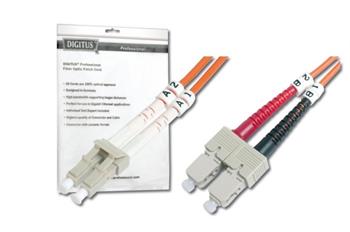 DIGITUS Fiber Optic Patch Cord, LC to SC, Multimode 50/125 µ, Duplex Length 3m OM2