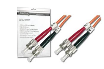 DIGITUS Fiber Optic Patch Cord, ST to ST, Multimode, OM1, 62.5/125 µ, Duplex Length 1m