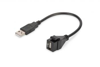 DIGITUS Keystone jack USB 2.0 pro DN-93832, 16 cm kabel, černý (RAL 9005)