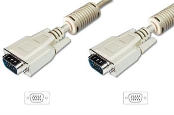 Digitus Připojovací kabel monitoru VGA, HD15 M/M, 1,8 m, 3Coax/7C, 2xferit, be